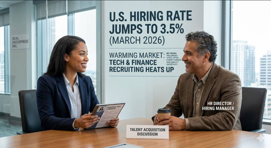 Hiring Rate Jumps to 3.5% — What It Means for Tech and Finance Recruiting